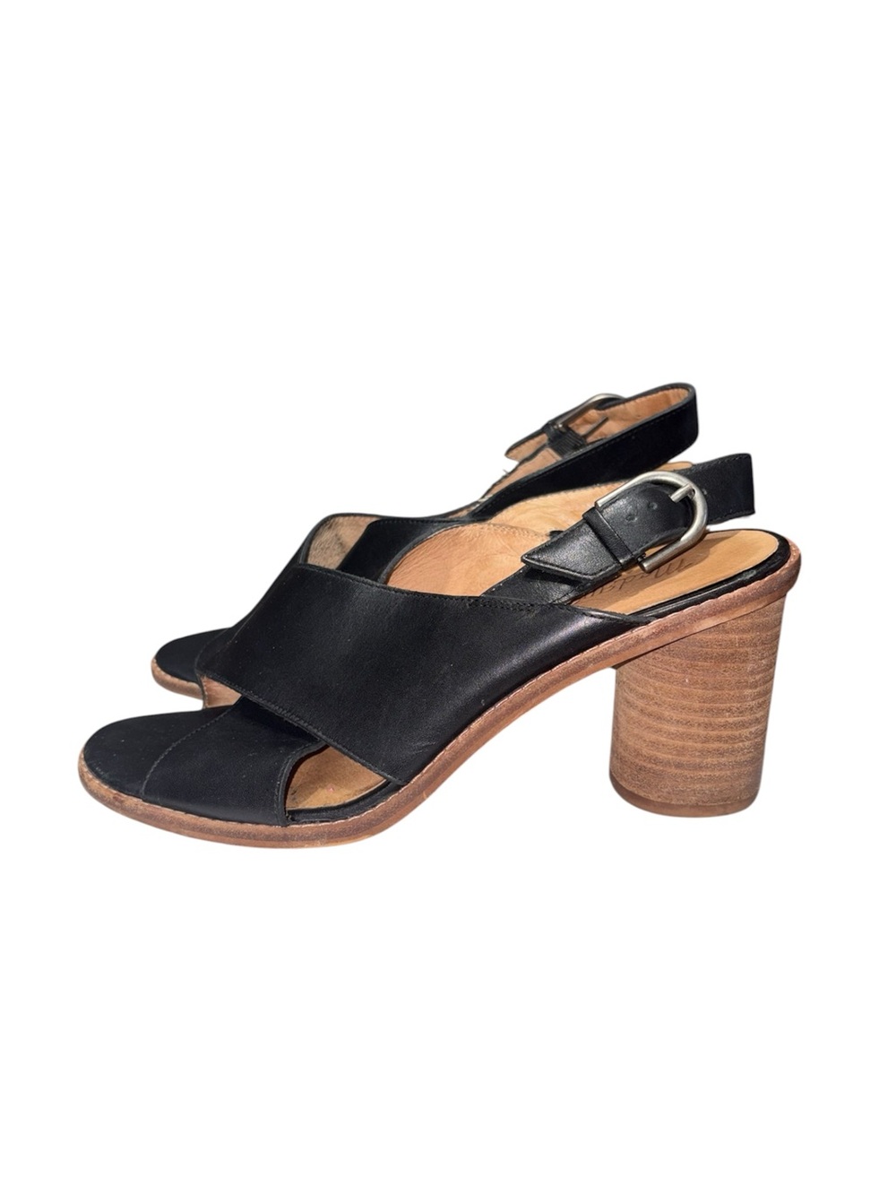 Madewell The Ruthie Crisscross Sandal In Leather True Black Block Heel Size 9 - Picture 4 of 12